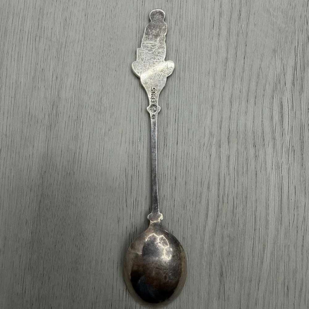 EPNS Greenland Souvenir Spoon Inuit Figural Finial Kayak Paddle Vintage